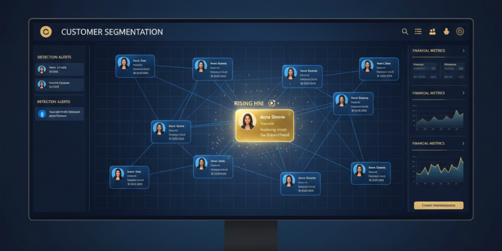Banking analytics dashboard highlighting a high-value member using relationship value scoring and behavioral data signals.