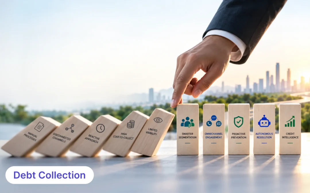 Visual representation of five strategic shifts transforming debt collection automation in 2026
